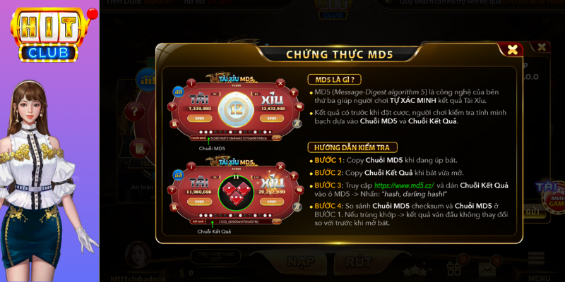 luật chơi Tài xỉu md5 HitClub